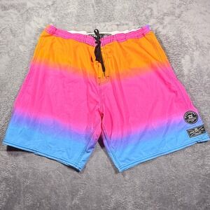 Billabong Platinum X PX3 Mens Board Shorts Sz 38 Neon Gradient Pink Orange Blue